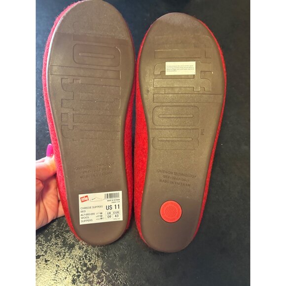 FitFlop Womens Red Wool Mouse Embroidered Slippers US 11 - Picture 5 of 7